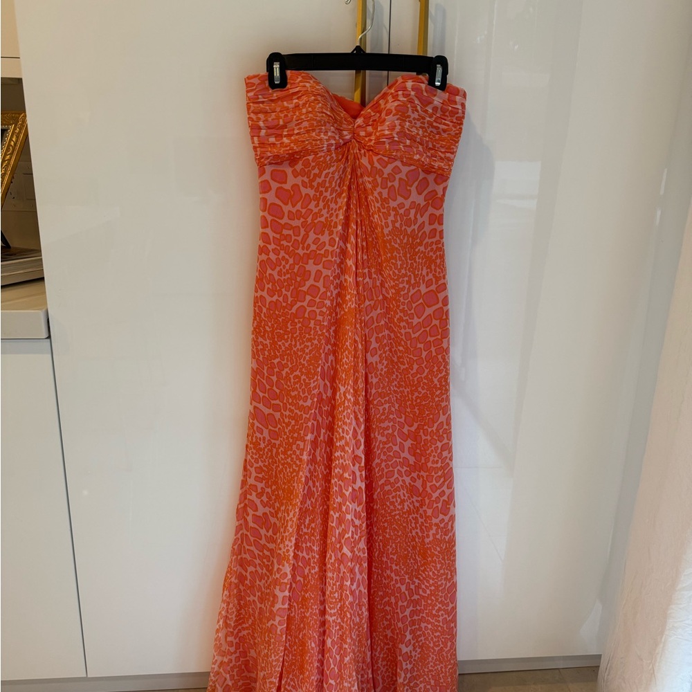 Laundry by Shelli Segal Elegant Orange and Pink Strapless Gown - Picture 1 of 9
